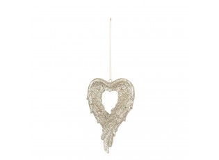 Zlatá dekorace andělská křídla ve tvaru srdce - 7*1*12 cm