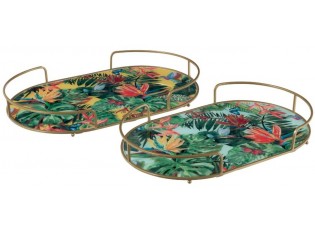 Set 2 podnosů s držadly Tropical - 46*29*5,5 cm