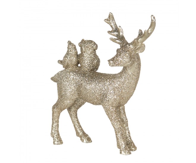 Zlatá dekorace Jelen se zvířátky - 11*4*13 cm Clayre & Eef