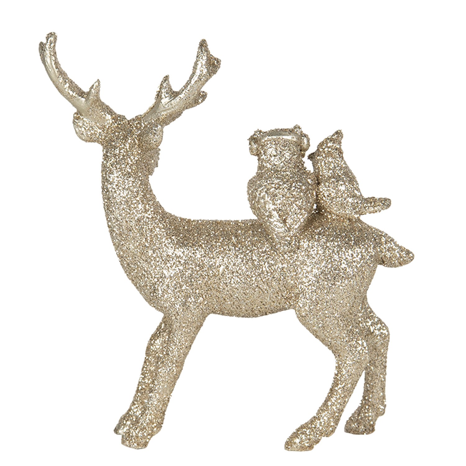 Zlatá dekorace Jelen se zvířátky - 11*4*13 cm Clayre & Eef Zlatá dekorace Jelen se zvířátky - 11*4*13 cm Clayre & Eef