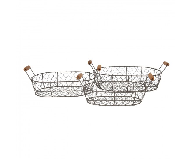 Sada 3 drátěných košíků Filaire - 42*27*15 / 38*23*14 / 34*19*13 cm Clayre & Eef