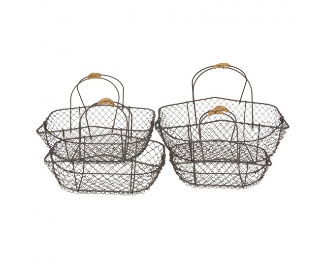 Set 4 drátěných košíků s uchy Filaire - 38*28*15*36 / 34*23*32 / 31*20*27 / 27*17*24 cm