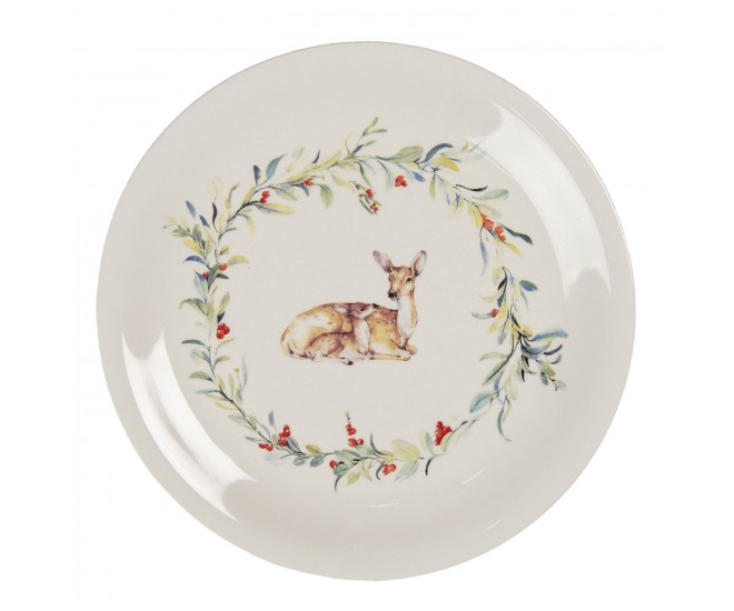 Keramický jídelní talíř Dearly Christmas – Ø 28 cm Clayre & Eef