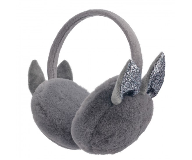 Šedé klapky na uši se třpytivými oušky - 13 cm Clayre & Eef