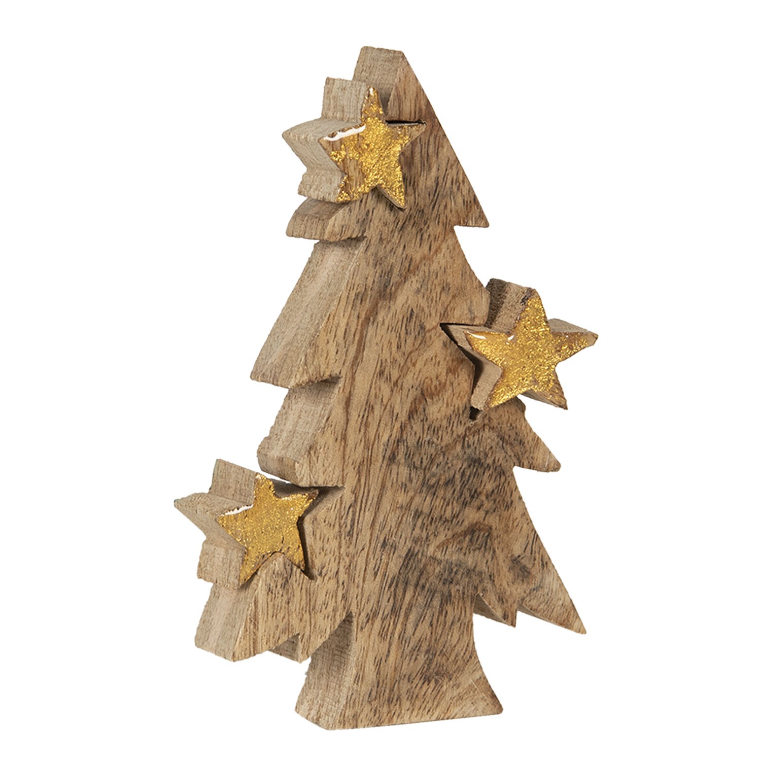 Dřevěná dekorace Vánoční strom s hvězdami - 10*3*16 cm Clayre & Eef Dřevěná dekorace Vánoční strom s hvězdami - 10*3*16 cm Clayre & Eef