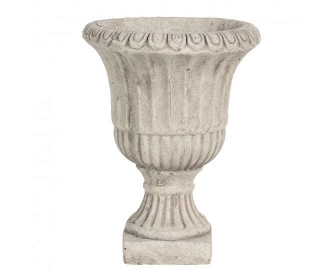 Šedý betonový květináč ve tvaru číše - Ø 15*20 cm Clayre & Eef