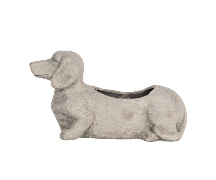 Šedý květináč pes Jezevčík menší - 24*9*13 cm Clayre & Eef