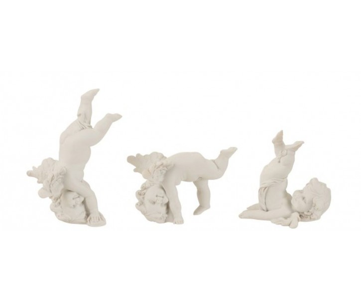 Sada 3ks cvičících bílých andělů - 7,5*10*12cm J-Line by Jolipa