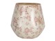 Retro obal na květináč s růžovými květy Mali - Ø17*18 cm Clayre & Eef