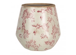 Retro obal na květináč s růžovými květy Mali - Ø 13*14 cm