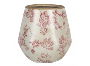 Retro obal na květináč s růžovými květy Mali - Ø 11*11 cm
