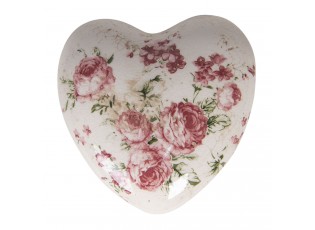 Dekorace vintage srdce s růžemi Rose - 11*11*4 cm