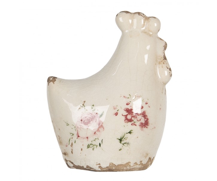 Dekorace vintage kohoutek s růžemi Rose - 9*6*11 cm Clayre & Eef