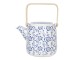 Porcelánová konvička na čaj s modrými květy - 0,8L Clayre & Eef