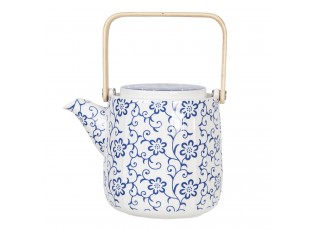 Porcelánová konvička na čaj s modrými květy - 0,8L