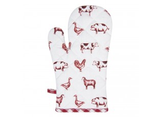 Kuchyňská bavlněná chňapka Country Life Animals bílo-červená- 16*30 cm