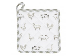 Bavlněná podložka pod hrnec Country Life Animals bílo-zelená - 20*20 cm