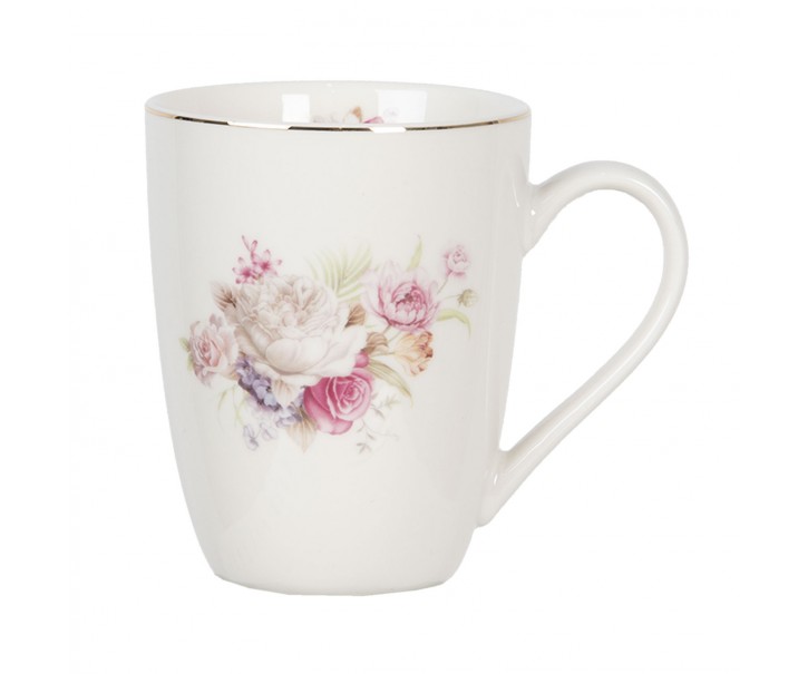 Porcelánový hrnek Friendly Roses - 12*9*11 cm / 0.33L Clayre & Eef
