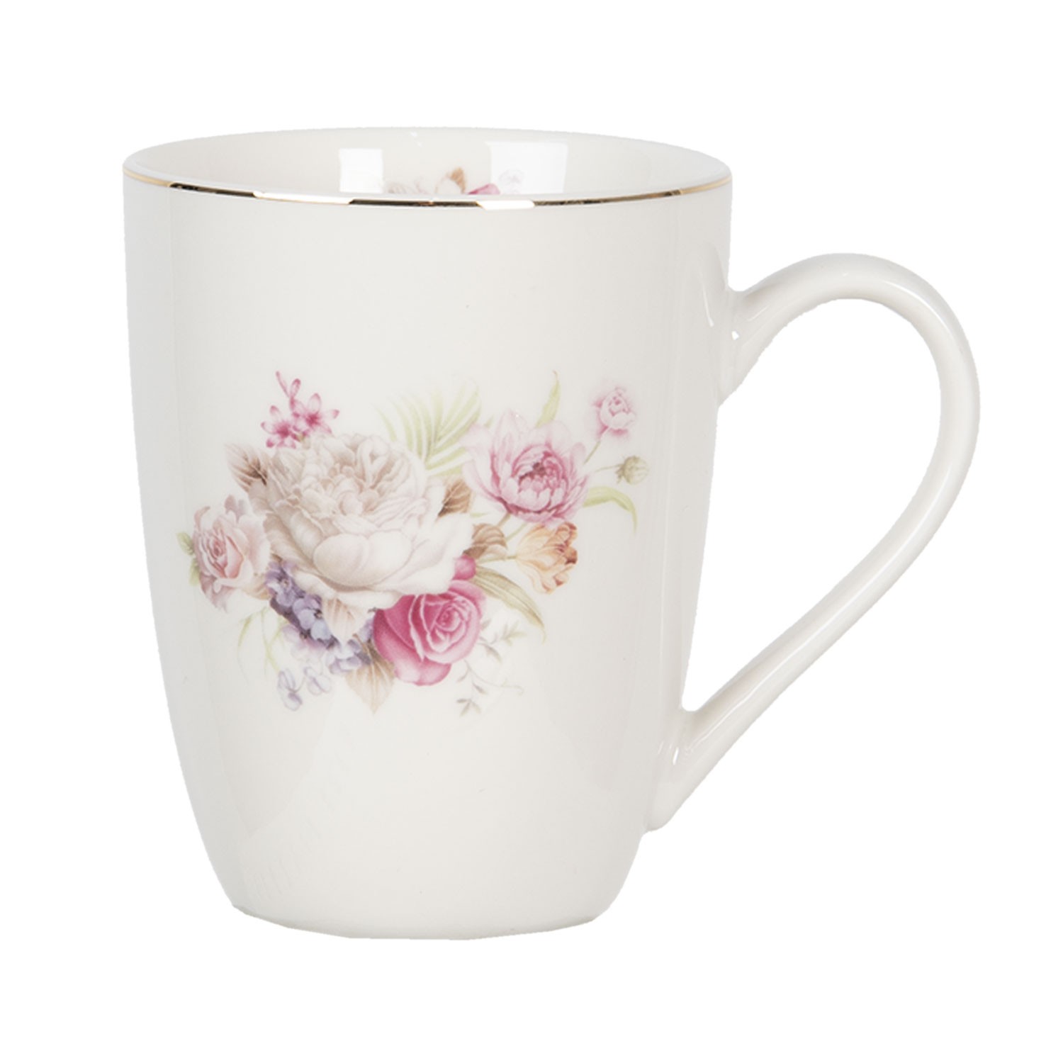 Porcelánový hrnek Friendly Roses - 12*9*11 cm / 0.33L Clayre & Eef Porcelánový hrnek Friendly Roses - 12*9*11 cm / 0.33L Clayre & Eef