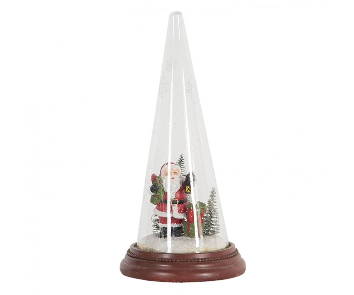 Dekorace Santa ve skleněném kuželu - Ø 13*27 cm Clayre & Eef