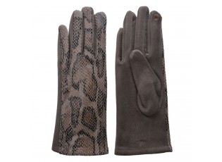 Šedé rukavice v imitaci hadí kůže - 9*24 cm