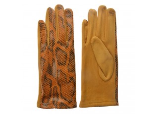 Okrové rukavice v imitaci hadí kůže - 9*24 cm