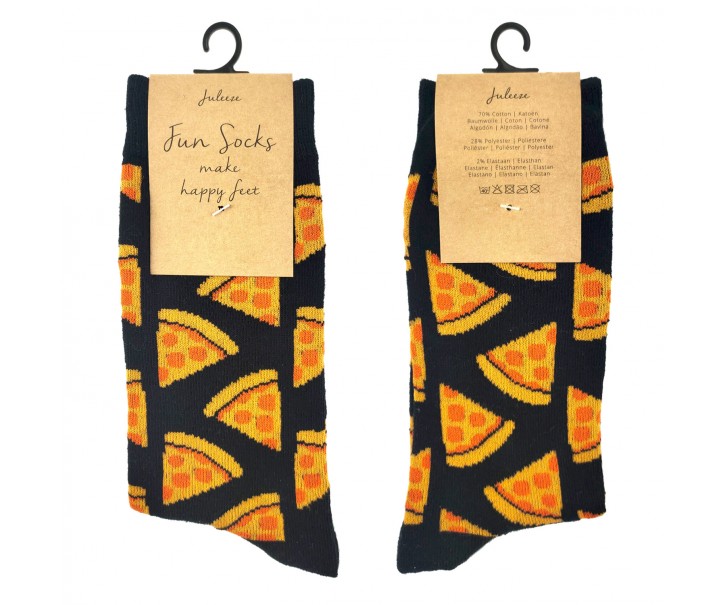 Veselé černé ponožky s pizzami - 35-38 Clayre & Eef