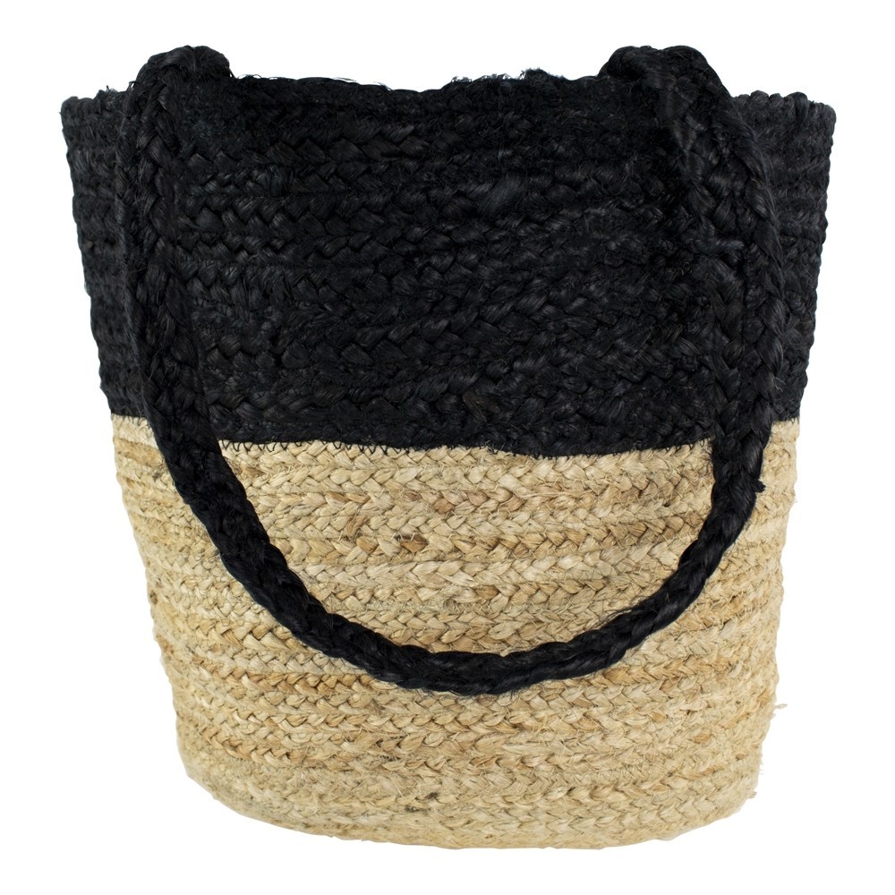 Jutový shopper černá / přírodní - 30*45*15cm