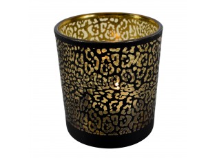 Černo zlatý skleněný svícen Jaguar L - 12*12*18cm
