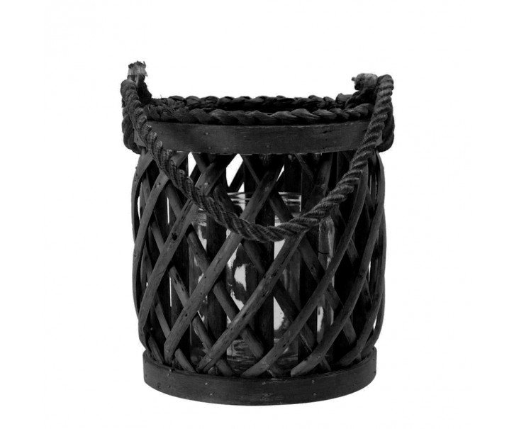 Černá ratanová lucerna Diamond - Ø15*17cm Mars & More 