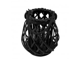 Černá ratanová oválná lucerna Black Diamond 20cm - Ø19*20cm