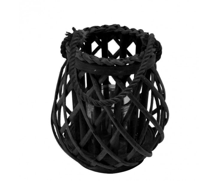 Černá ratanová oválná lucerna Black Diamond 20cm - Ø19*20cm Mars & More 