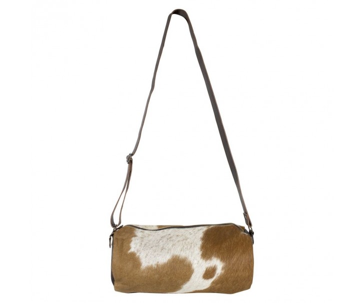 Kožená kabelka crossbody z hovězí kůže hnědá/bílá - 32*15*15cm Mars & More 