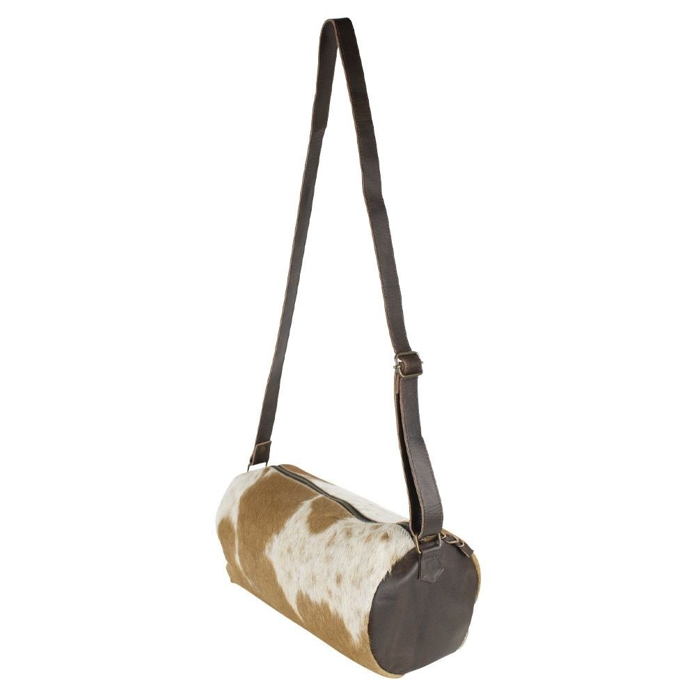 Kožená kabelka crossbody z hovězí kůže hnědá/bílá - 32*15*15cm Mars & More Kožená kabelka crossbody z hovězí kůže hnědá/bílá - 32*15*15cm Mars & More