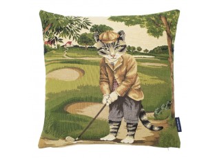 Gobelínový polštář s kocourem na golfu - 45*45*15cm