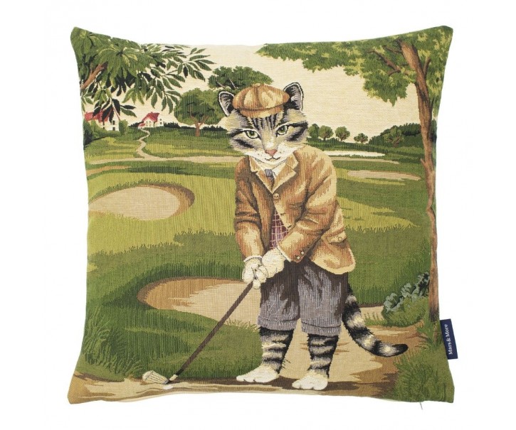 Gobelínový polštář s kocourem na golfu - 45*45*15cm Mars & More 