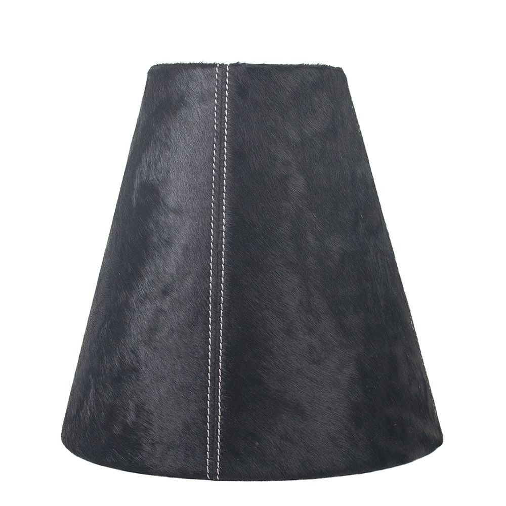 Kónické černé stínidlo lampy z hovězí kůže - Ø 26* Ø 13*25cm