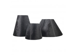 Černé stínidlo lampy z hovězí kůže - Ø18*Ø13*15cm / E27