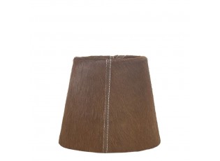 Hnědé stínidlo lampy z hovězí kůže - Ø18*Ø13*15cm / E27