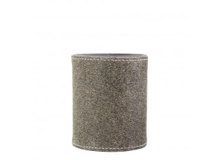 Šedý kožený stojan na tužky z kravské kůže - Ø 9*10cm