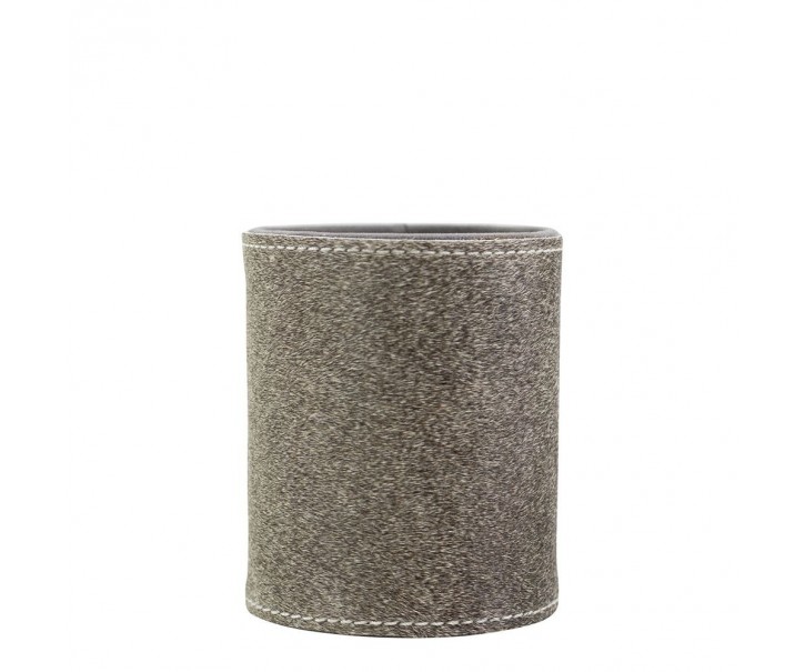 Šedý kožený stojan na tužky z kravské kůže - Ø 9*10cm Mars & More 