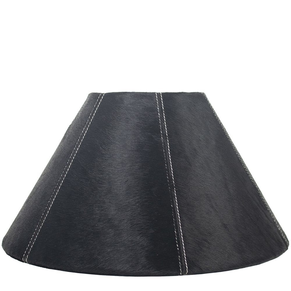 Kónické černé stínidlo lampy z hovězí kůže - Ø 39*Ø 16*23cm
