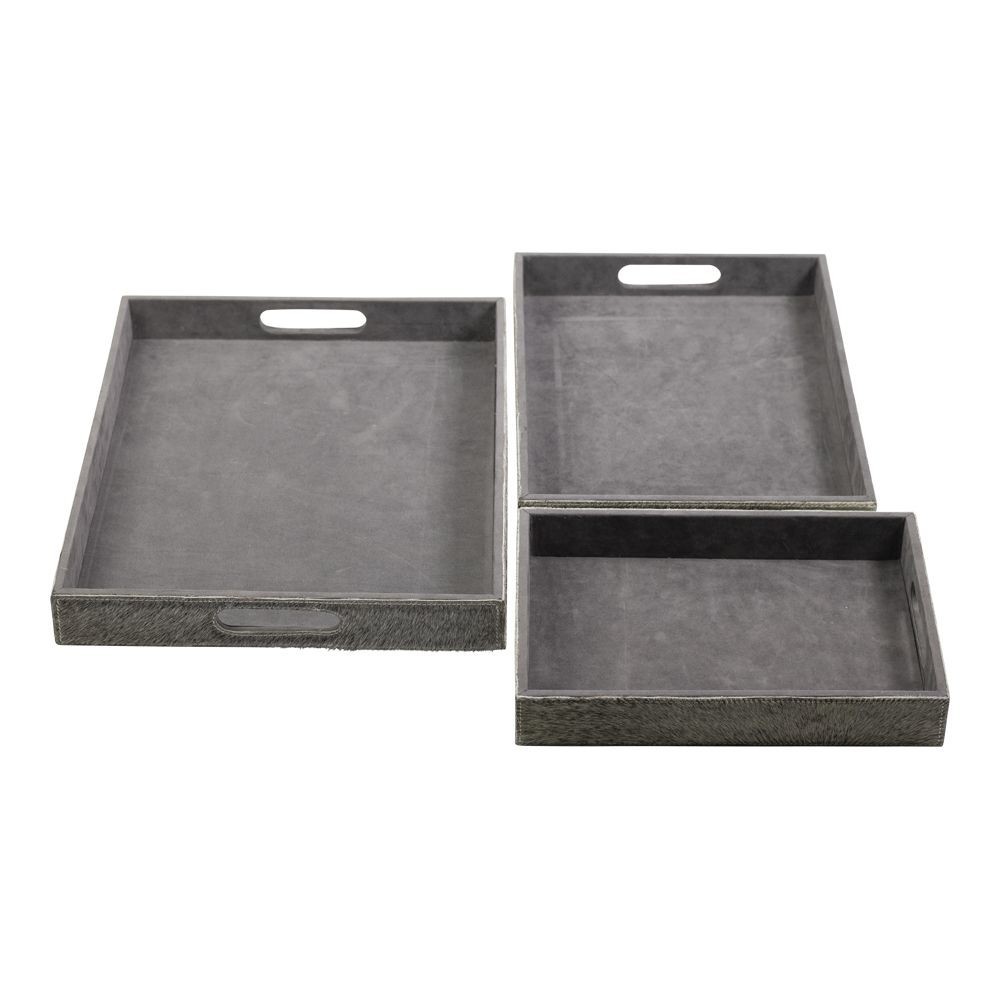 Sada 3ks servírovací podnosy s hovězí kůží šedá - 46*36,5*5cm/40,5*30,5*5cm/33,5*24,5*5cm Mars & More Sada 3ks servírovací podnosy s hovězí kůží šedá - 46*36,5*5cm/40,5*30,5*5cm/33,5*24,5*5cm Mars & More