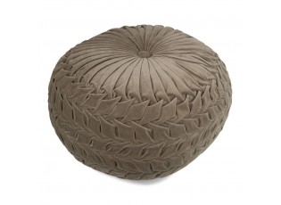 Taupe sametový nařasený Puf Smock - Ø 50*30cm