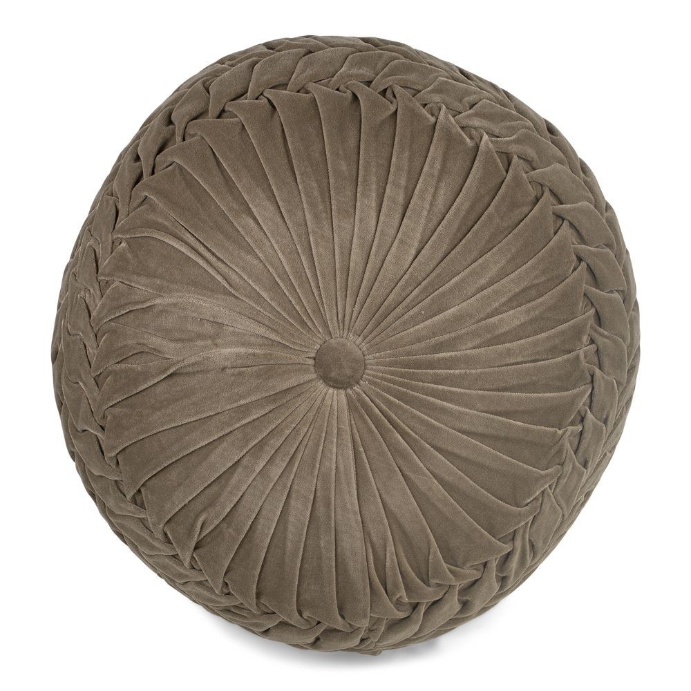 Taupe sametový nařasený Puf Smock - Ø 50*30cm Mars & More Taupe sametový nařasený Puf Smock - Ø 50*30cm Mars & More