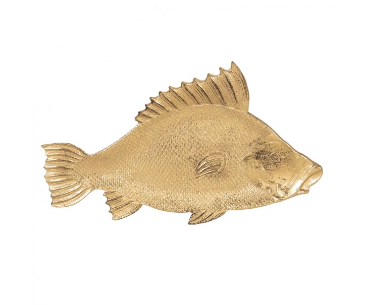 Zlatá dekorativní miska s patinou ve tvaru rybky - 10*2*32 cm Clayre & Eef
