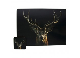 6ks pevné korkové podtácky s jelenem Black Deer - 10*10*0,4cm