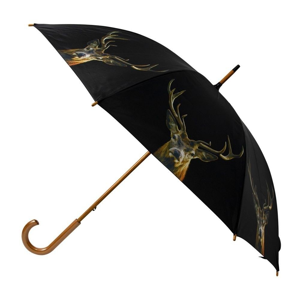 Černý deštník s jelenem Black Deer - Ø 105*88cm Mars & More Černý deštník s jelenem Black Deer - Ø 105*88cm Mars & More