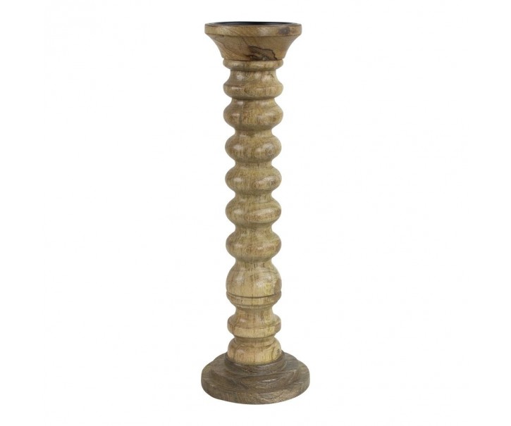 Dřevěný svícen Manu z mangového dřeva L - 12,5*12,5*40cm Mars & More 