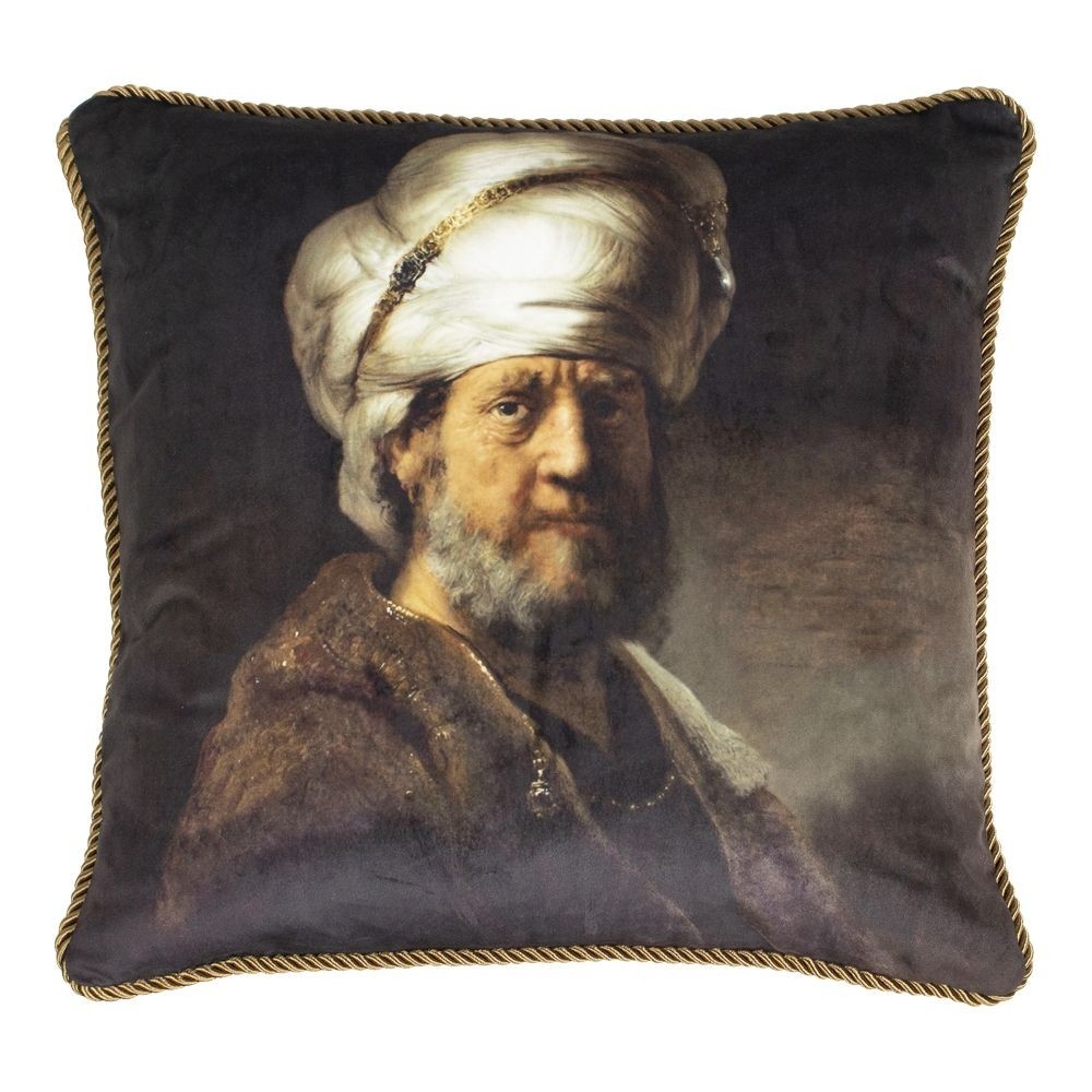 Sametový polštář s mužem v turbanu - 45*45*10cm